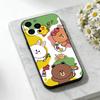 Cartoon L-LINE F-Friends Brown Phone Case For iPhone 17,16,15,14,13,12,11 Plus,Pro,Max,Mini Silicone black Soft Cover