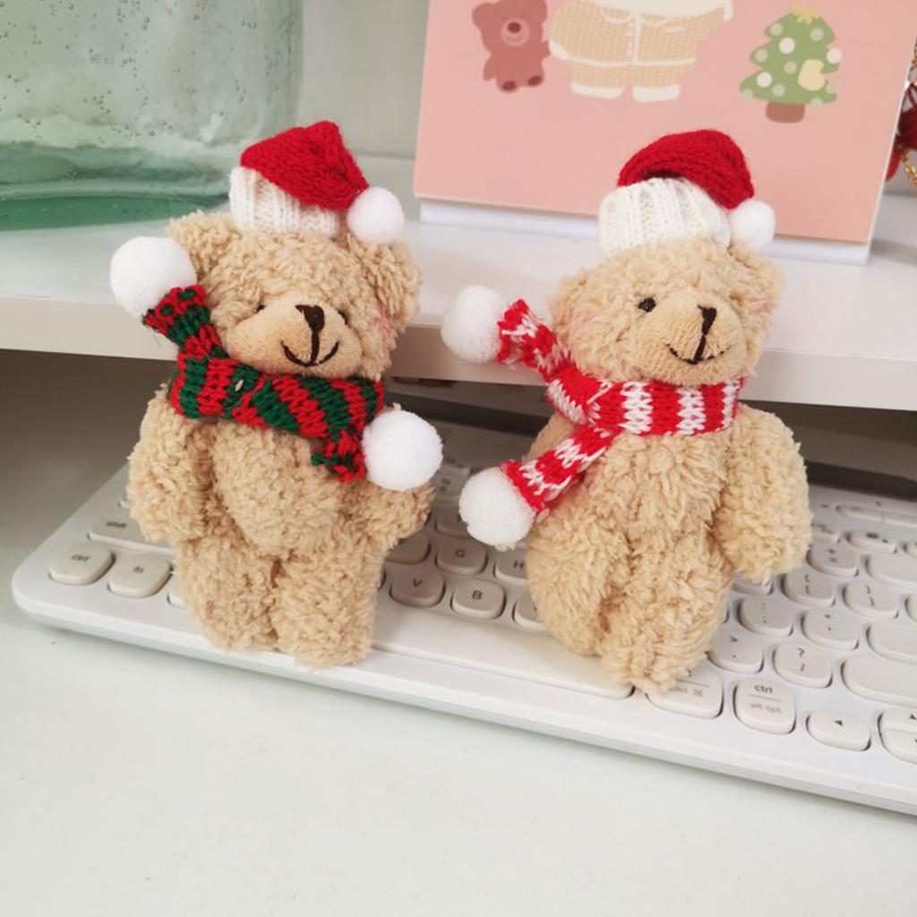 Joint Bear Cute Plush Bear Keychain Bag Ornament Women Handbag Decorations School Student Backpack Christmas Pendant