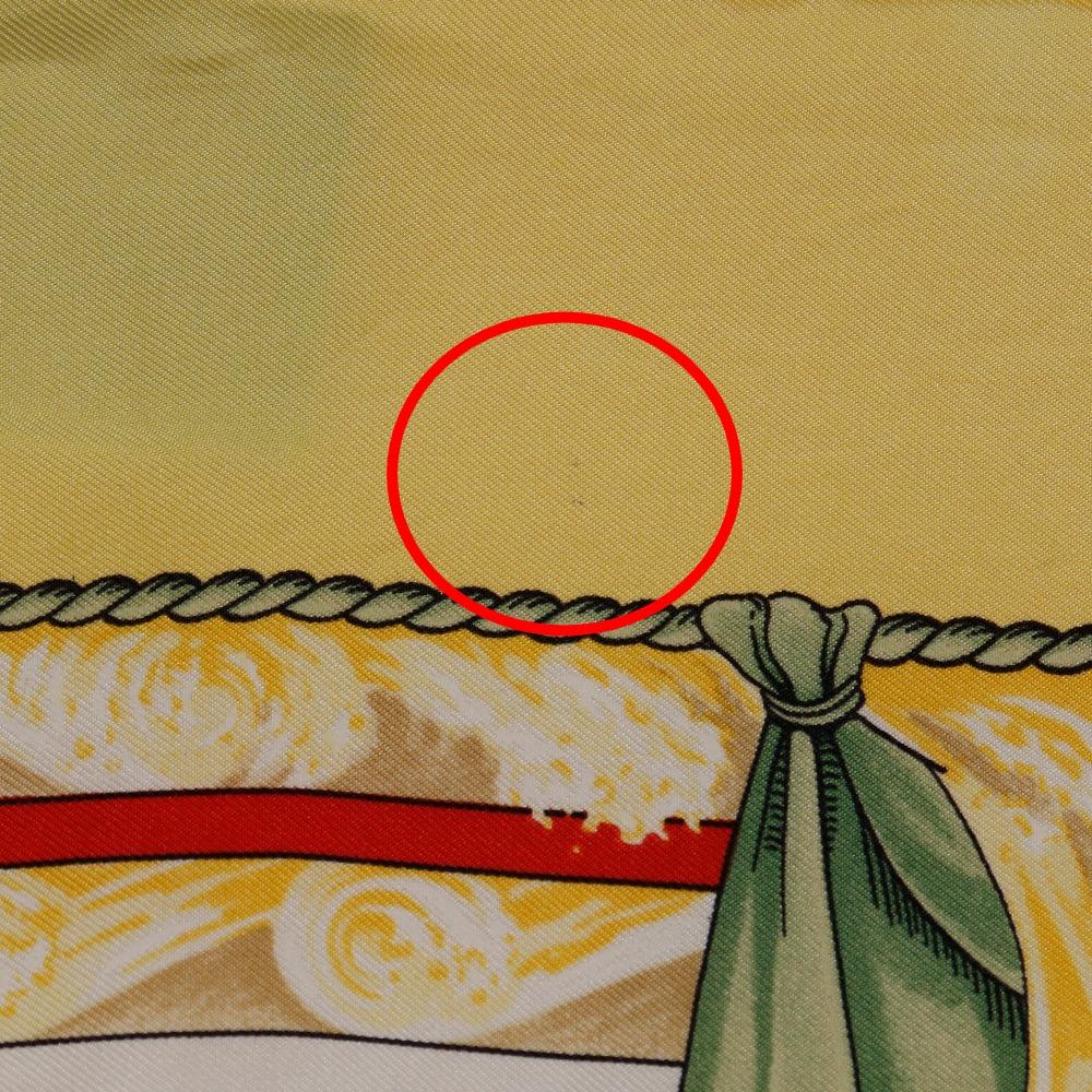 Hermes Carree90 Schal Vive le Vent Kazeyo Fuke gelbe Seide Damen Gebraucht