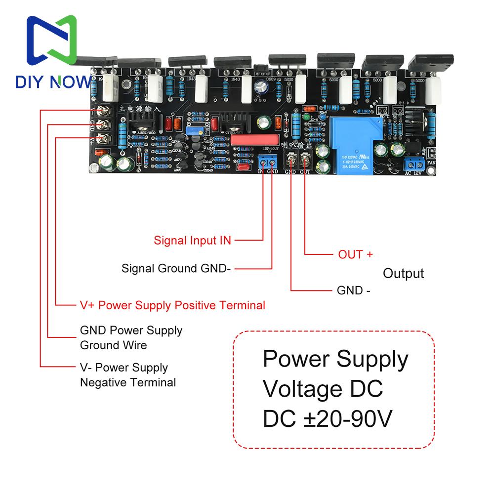 DC 20V-90V 400W Power Amplifier Board Speaker Protection Upgraded Mono Power Amplifier 1943+5200 High-Power Audio Amplifier