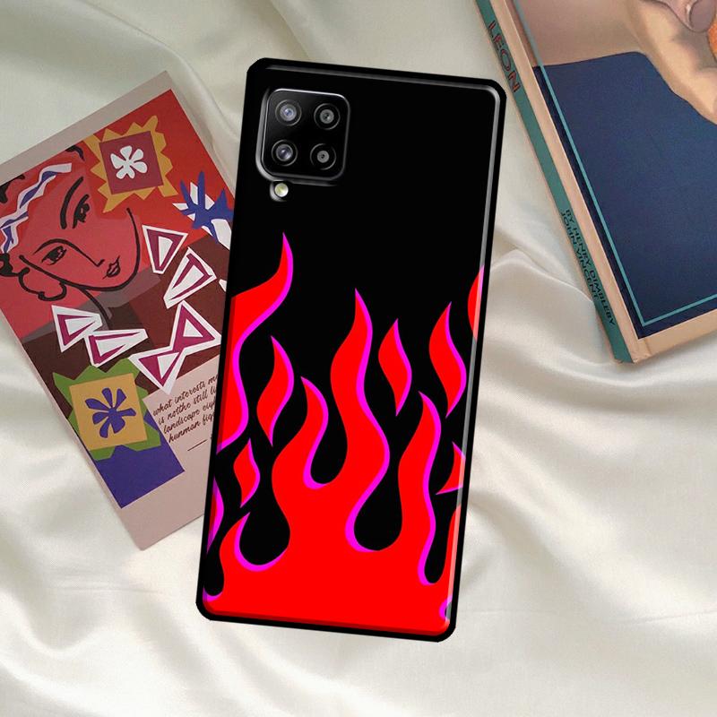 Blue Red Flame Fire Case For Samsung Galaxy A33 A13 A36 A56 A23 A52 A32 A12 A54 A34 A14 A16 A26 A53 A15 A35 A55