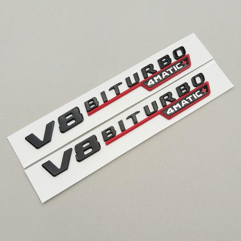 2pcs 3D ABS V8 Biturbo 4matic Car Fender Side Emblem For Mercedes Benz C63S W205 E63S W213 S63 W222 GLC63S X253 GLE63S W167 AMG
