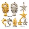 2 Piece 304 Stainless Steel Ocean Jewelry Charms Lobster Starfish Dolphin Fish Pendants For DIY Necklace Jewelry Making Findings