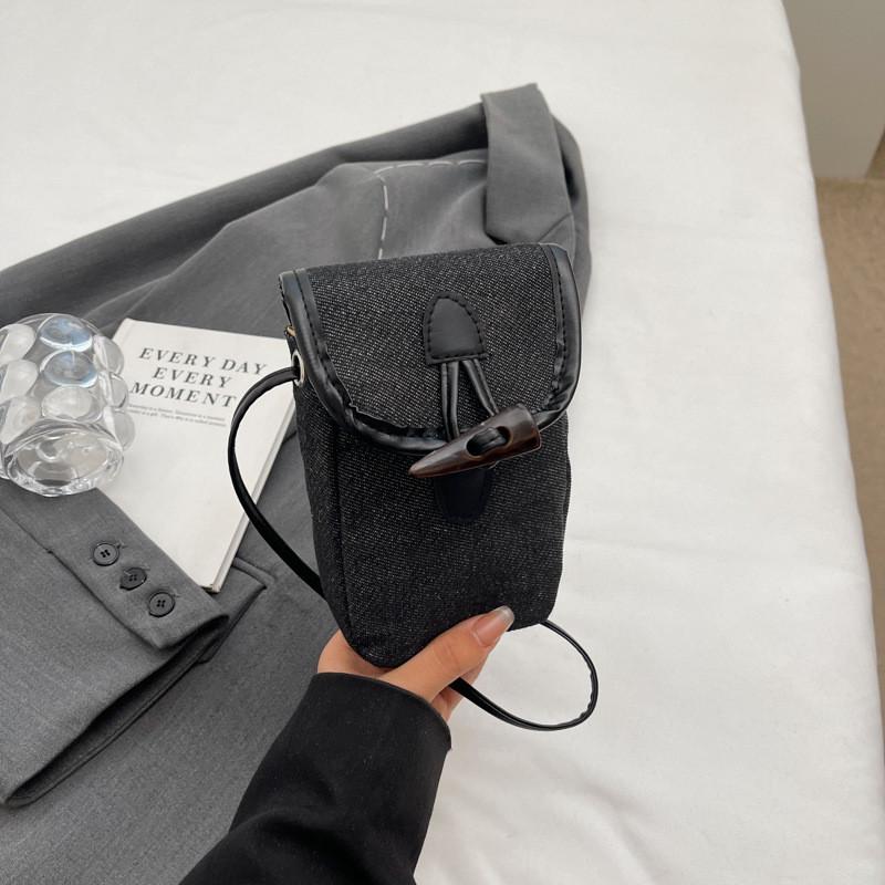 Stylish Retro Canvas Small Square Bag For Women With Unique Spring Design чёрный