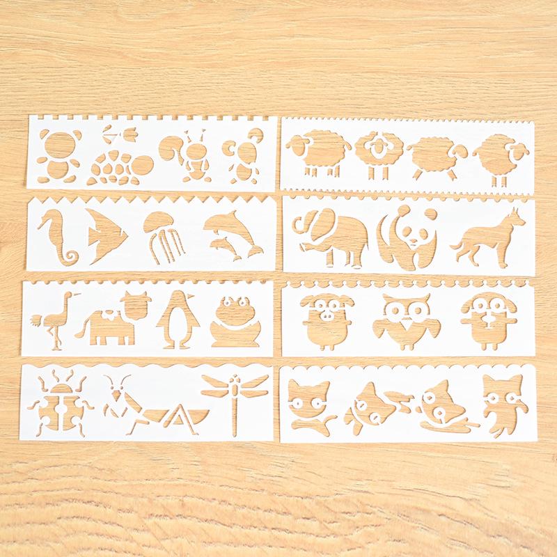 Children's Lace Notebook Ruler Set: 16 Style Templates for Drawing and Coloring (18.5 X 5.5 Cm)