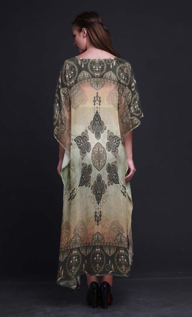Phagun Floral Damask Ladies Plus Size Kaftan Summer Wear Beach Coverup Kimono