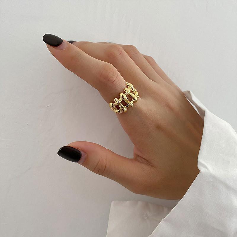 Elegant Adjustable 925 Sterling Silver Geometric Ring With Luxurious Textured Design And Modern Aesthetic For Women Gift