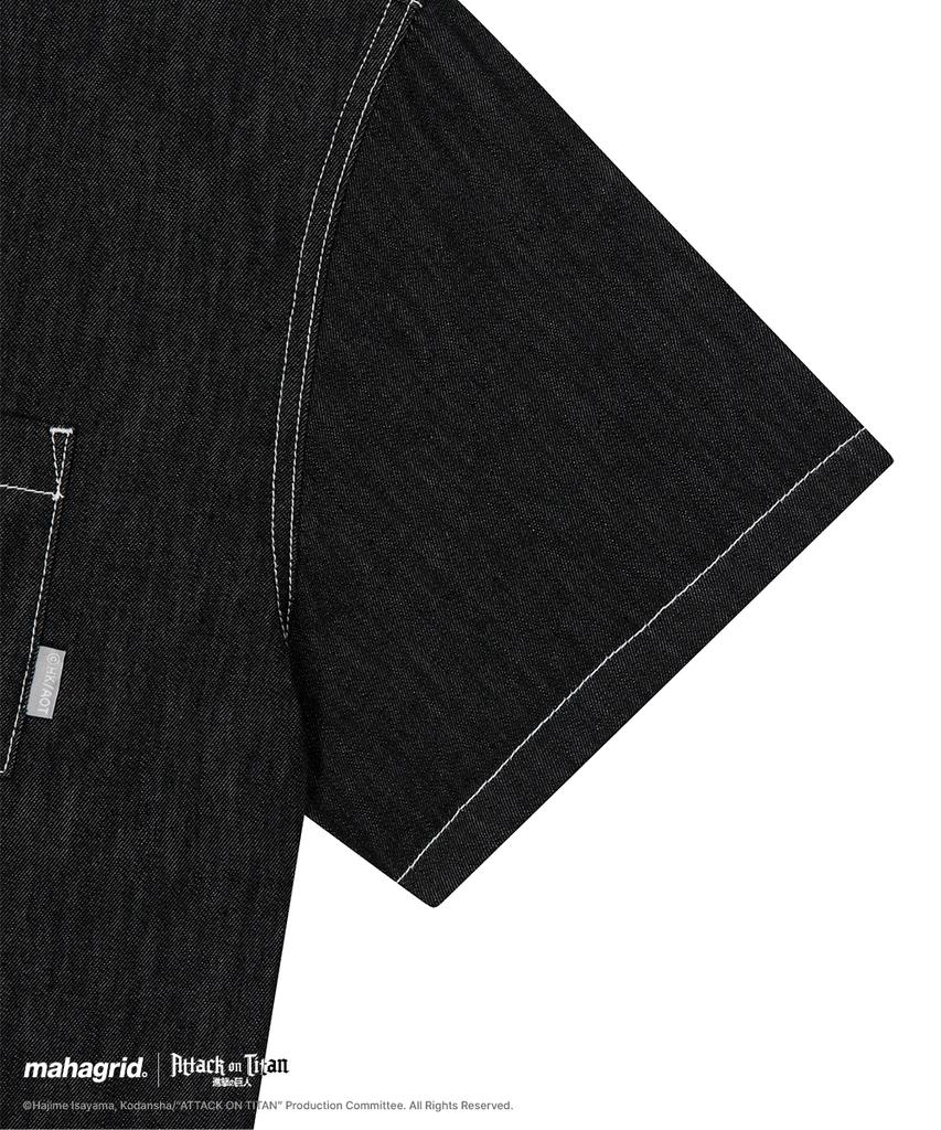 MAHAGRID [Attack On Titan] Sasageyo Denim Half Shirt Black(Mg2Gmmw342T)