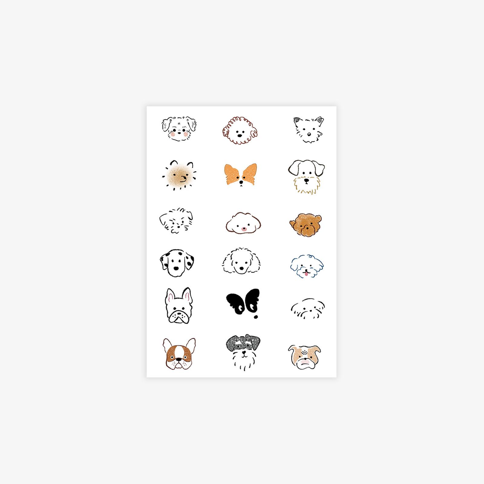 Finger Small Picture Tattoo Sticker, Colorful Cute Girl Cartoon Animal Puppy Childlike Tattoo Sticker 7*10