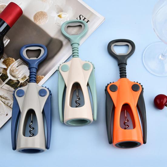 Wine Bottle Opener Ergonomic Handle Wing Corkscrew with Non-Slip Grip Dual Function Bottle Opener for Cork Beer Caps Portable Bar Tool for Home Party