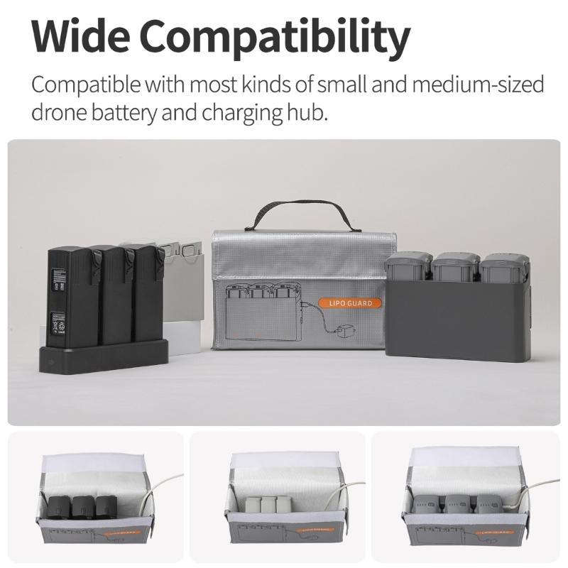 Fireproofs Battery Safety Bag for 4K/AVATA2 Drones, High Resistance Portable Storage Pouch