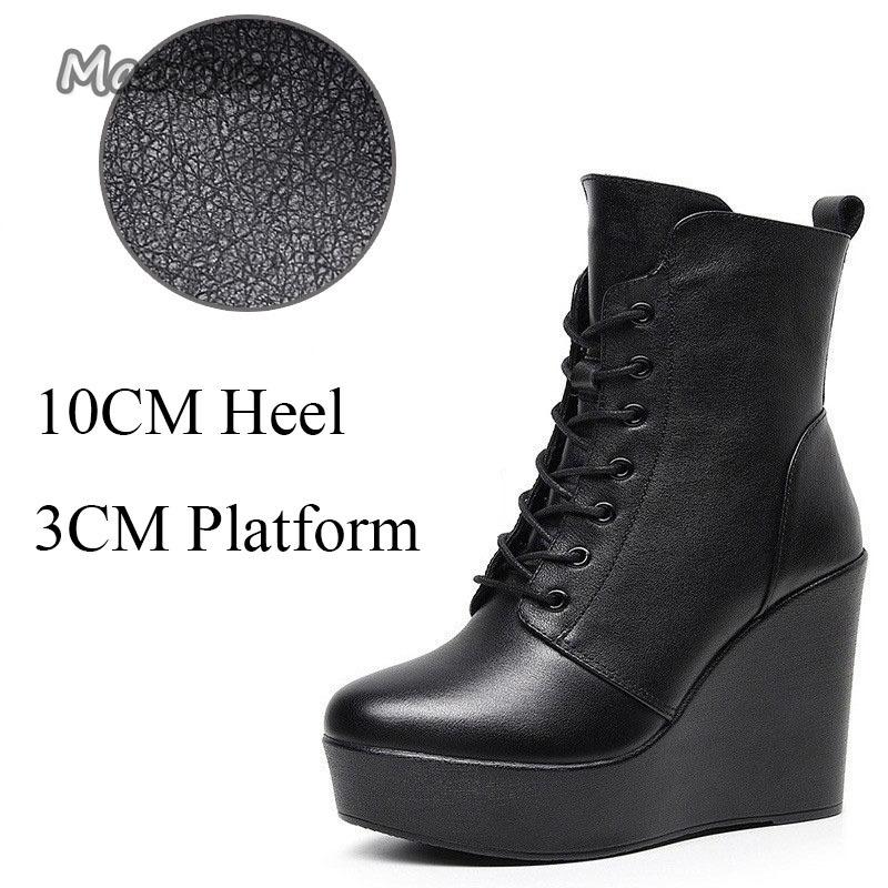 2026 Damskie Czarne Koturny Platforma Botki na Kostkę Zamek Boczny Gruba Obcas Botas Wiosna Jesień Moda Damskie Buty Rozmiar 33-43 Botines