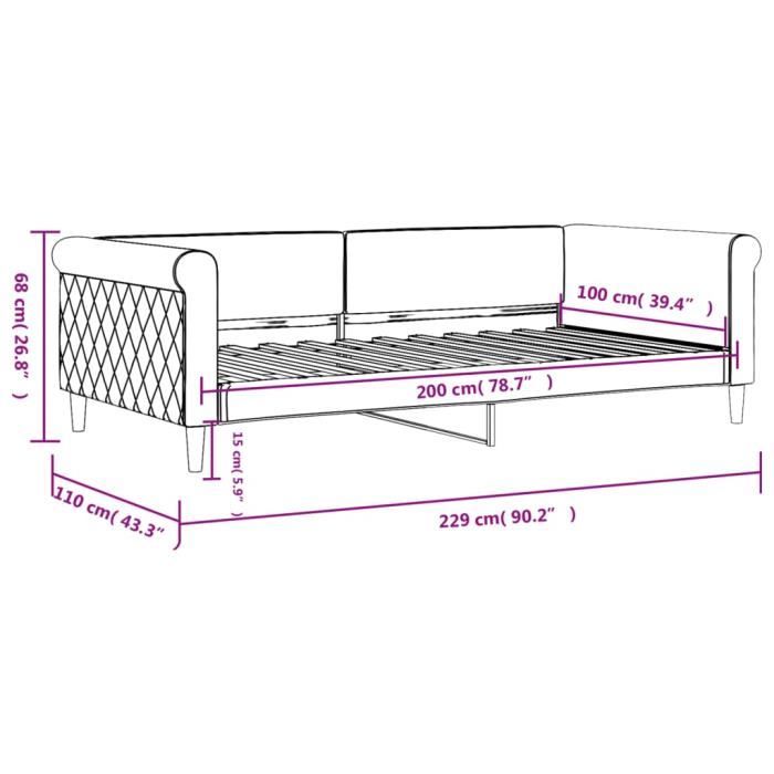 VidaXL Lit de repos bleu 100x200 cm velours 354250
