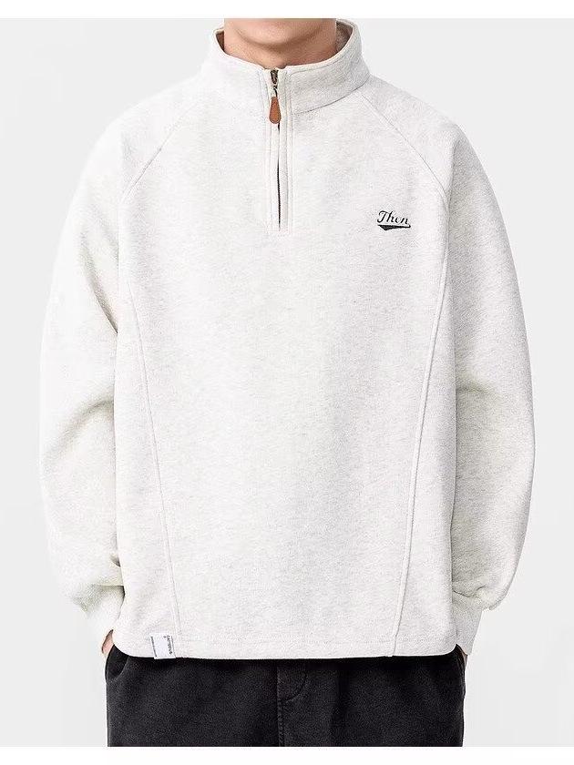 American Letter Half-Zip Stand-Up Collar Hoodie - Thick Winter Trendy Couple's Casual Jacket