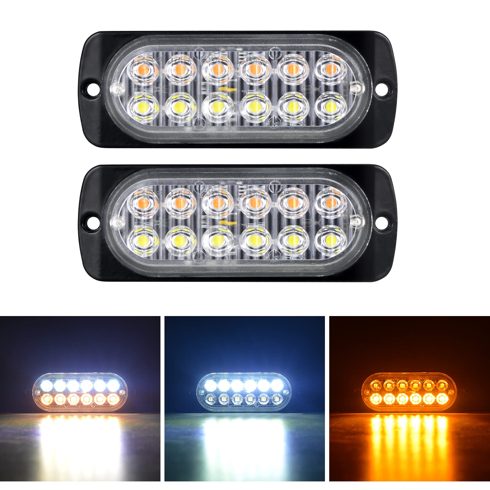 RIGIDON 2 шт 11 см Стробоскоп Светодиодная лампа 36 Вт 12-24 В 12 светодиодов Аварийный стробоскоп Аварийный 2 pieces white orange