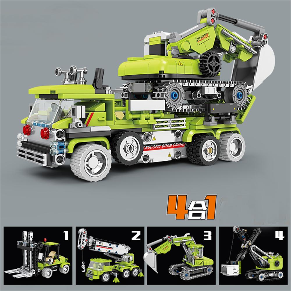 Technische Gabelstapler Bagger Kran Laufkatze Stadt Baufahrzeug Automodell Bausteine Ziegel Kinderspielzeug Geschenk
