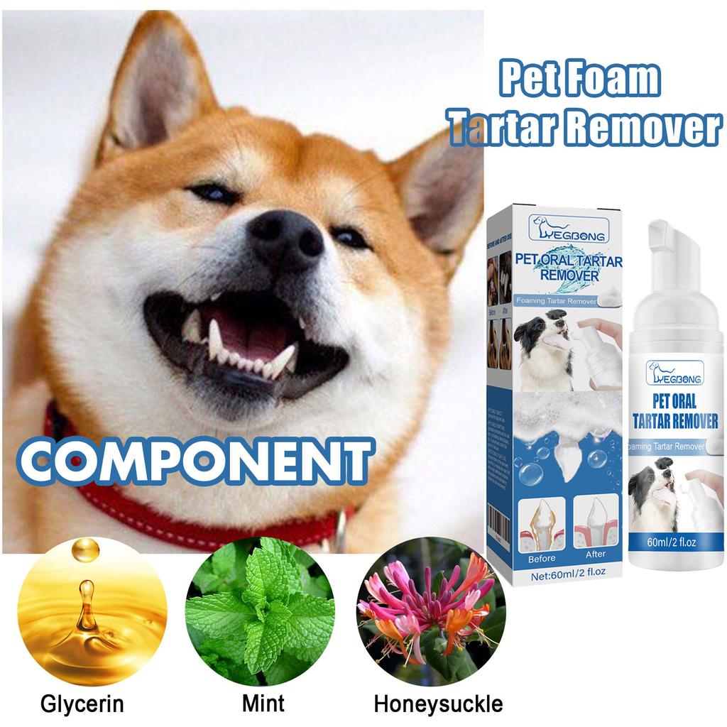 Removedor de Manchas Dentárias para Animais Remove placa bacteriana, dentes amarelados, mau hálito, limpador de espuma oral