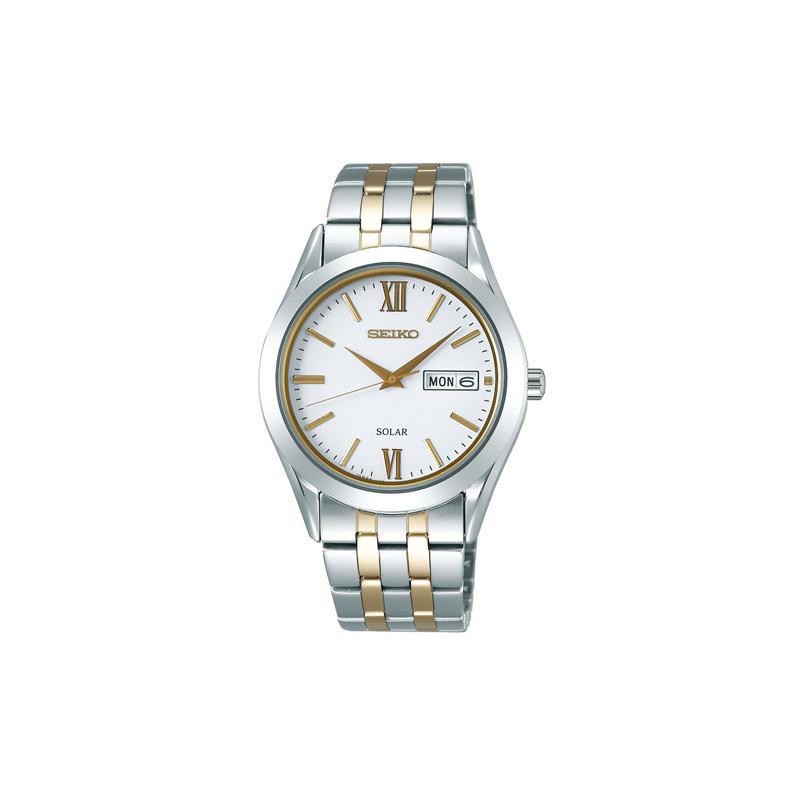 SEIKO Fashionable Eco-Drive Luxury Men s Watch Quartz Steel Strap 36*29.3mm Men s Watch White Dial SBPX085 синий