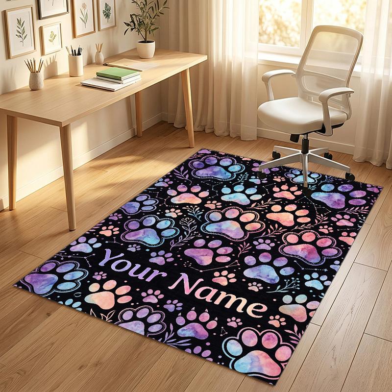 Colorful Owls Theme Soft Crystal Velvet Rug Custom Name & Text Print Non Slip Floor Rug for Bedroom Living Room