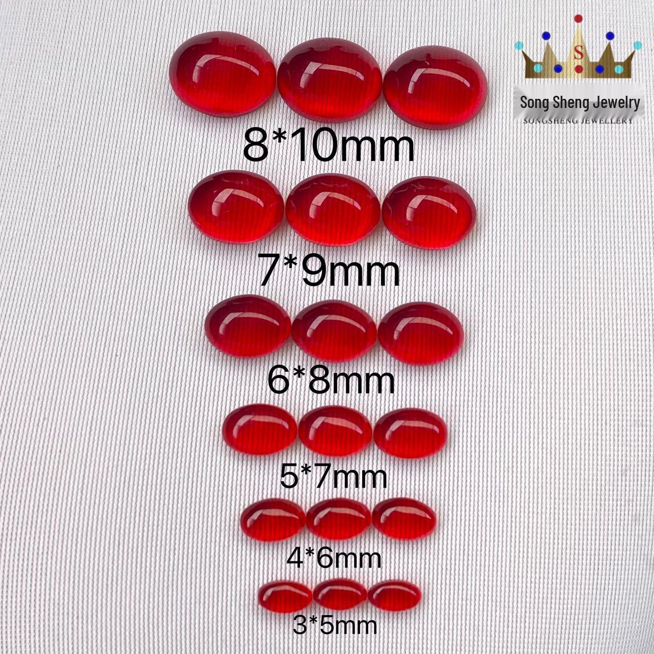 Synthetic Ruby Oval Nano Pigeon Blood Red Pear-Shaped Flat Loose Stone Oval 3x5mm