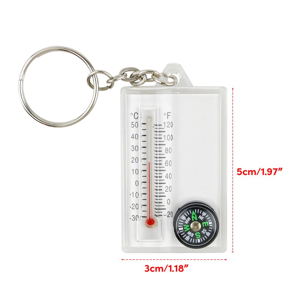 Multifunctional Handheld Mountain Climbing Thermometer Mini Compass Keyring Clip Keychain for Outdoor Hiking Camping