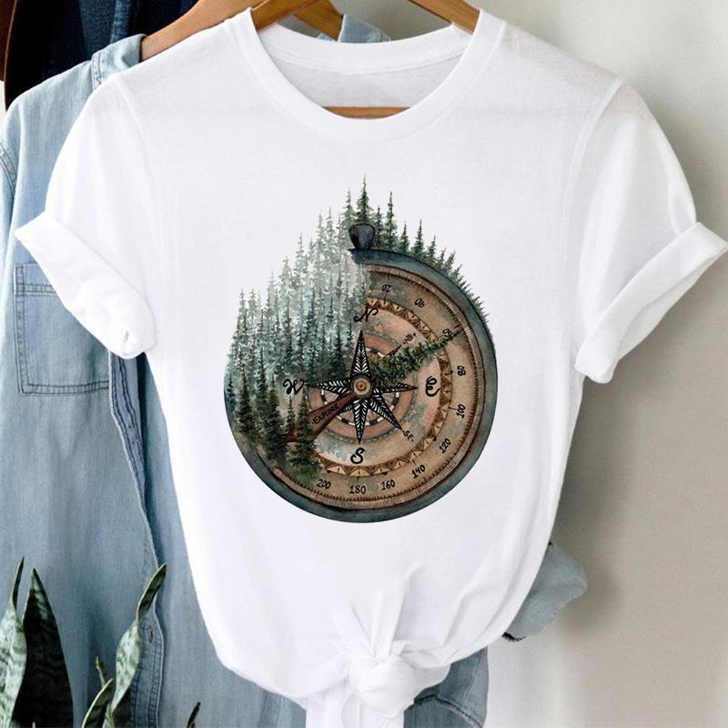 Watercolor Women Print Tee Top Summer Lovely Style Cute Sweet Fashion T-shirt Short Sleeve Lady Female Clothing Casual Graphic T-shirt