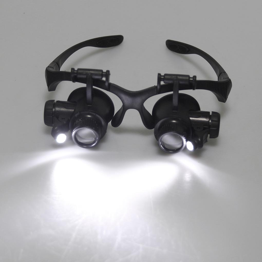 Headband LED Light Glasses Magnifier Watchmaker Jewelry Optical Lens Glass Magnifying Loupe