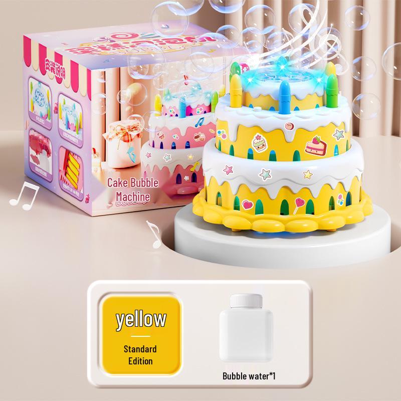 Children's Multi-Hole Electric Bubble Cake Machine with Lights & Music - Automatic Pretend Play Birthday Toy