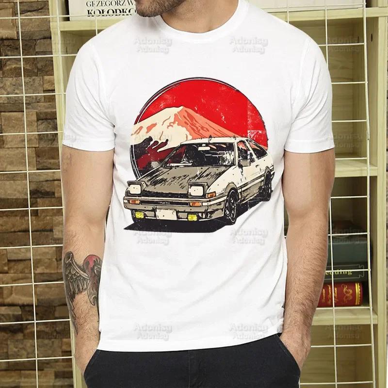 Initial D T Shirt  Unisex Retro Washed Tops Tees Harajuku AE86 Drift Tshirt Hip Hop Male Fujiwara Tofu JDM Japanese T-shirts Shirt