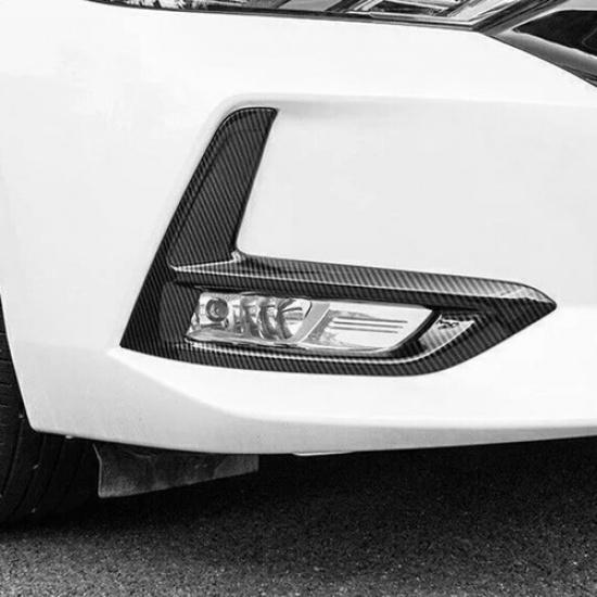 Carbon Fiber Style Front Fog Light Lamp Frame Trims For Nissan Sentra 2020-2022