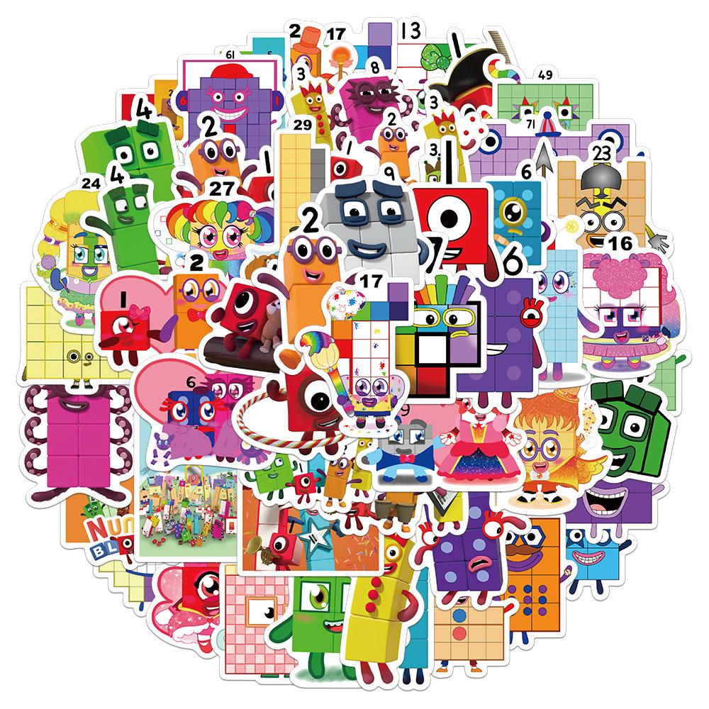 

Creative Numberblocks Sticker Set - 52 Pcs for DIY Journal, Phone Case & Notebook Decoration No