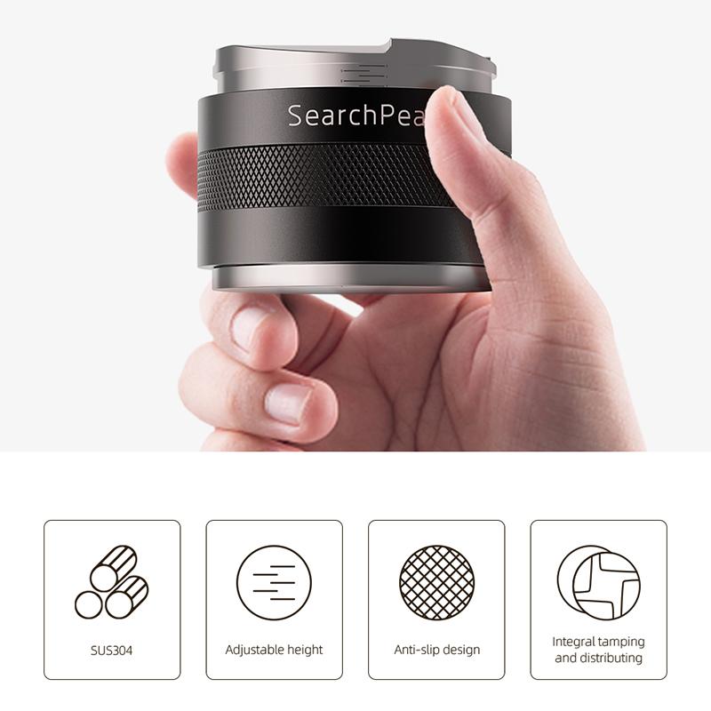 SearchPean 51/58mm Coffee Distributor & Tamper,Dual Head Coffee Leveler Fits, Adjustable Depth-Espresso 3Angled and Flat Tampers