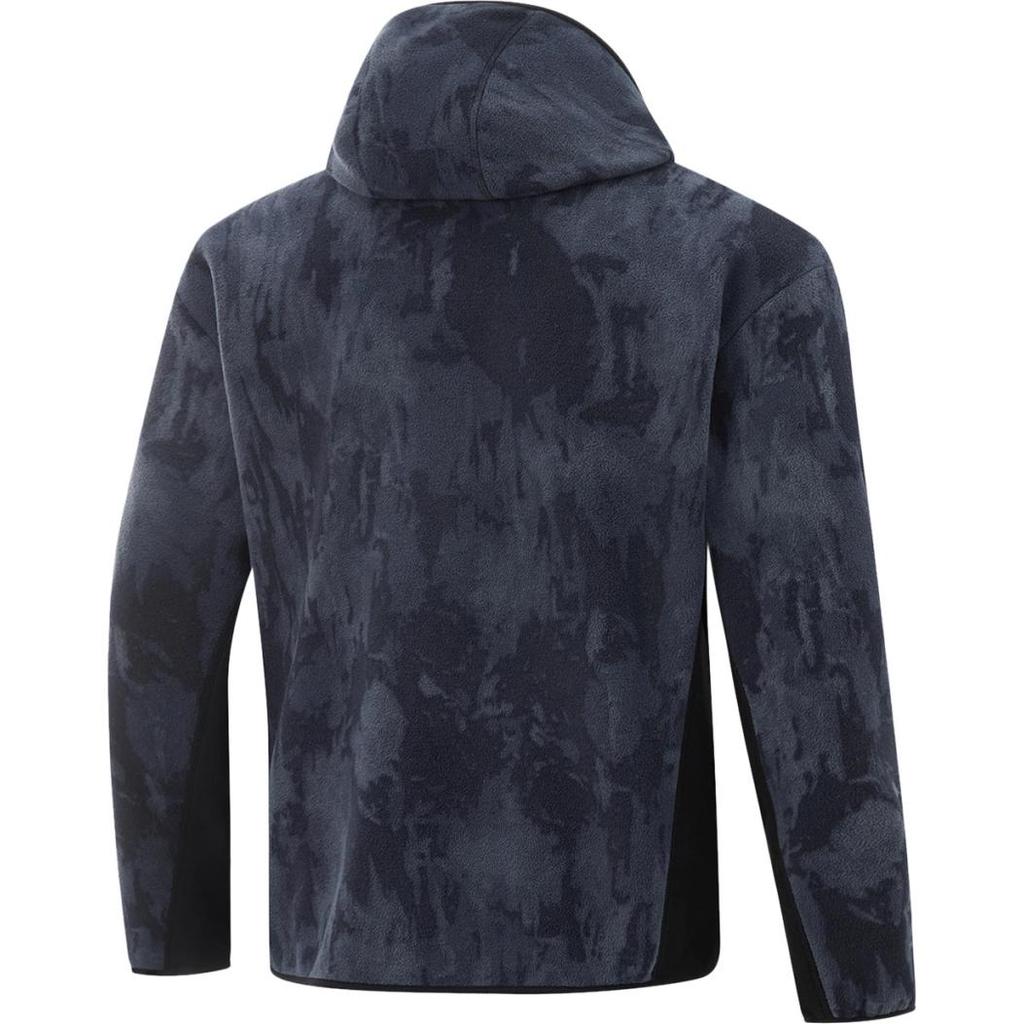 Li Ning Fitness Serie Infrarot Wärme Antistatisch Outdoor Radfahren Klettern Fitness Zip-Up Kapuzenjacke Herrenjacke Schwarz Rockweiß-Grau AFDU963-5