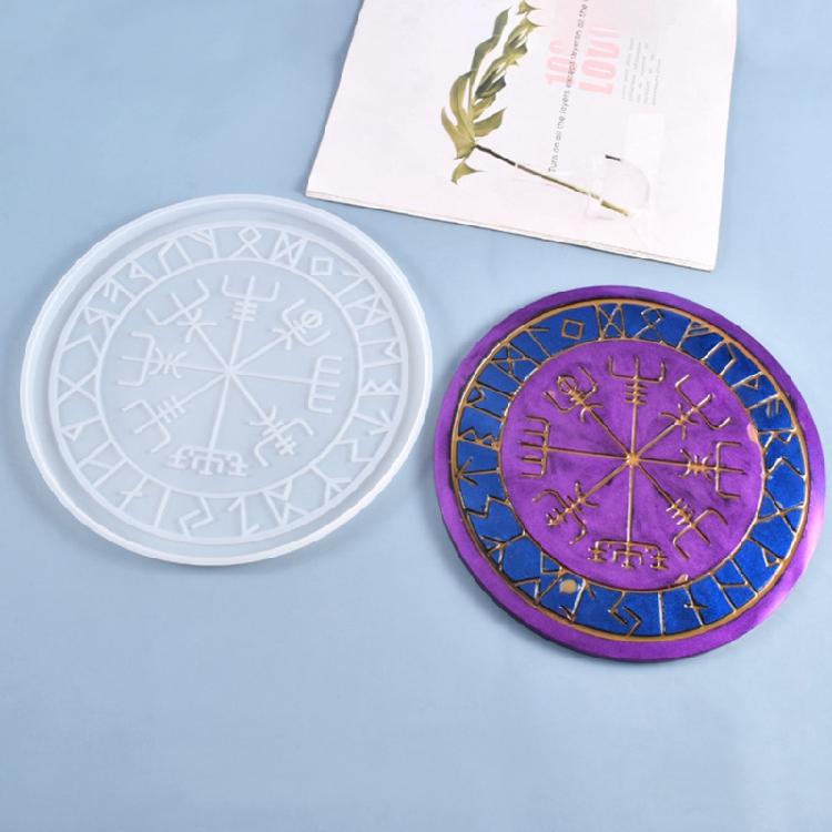Viking Divination Rune Coaster Tray Mould Rune Stones Silicone Resin Mould