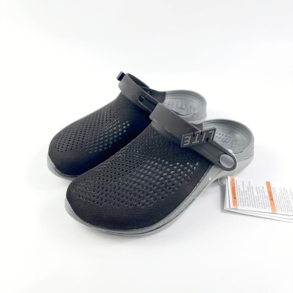 Klompen Heren Lichtgewicht Sportklompen, Zwart/Grijs, Comfortabele Antislip Binnen Buiten Pantoffels