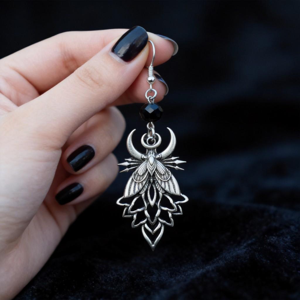 Gothic Moon Pendant Earrings For Women With Alloy Geometric Design