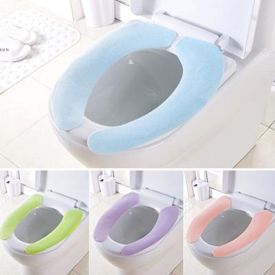 2Pcs Winter Warm Bathroom Soft Toilet Seat Cover Closestool Cushion Sticker Pads KTY