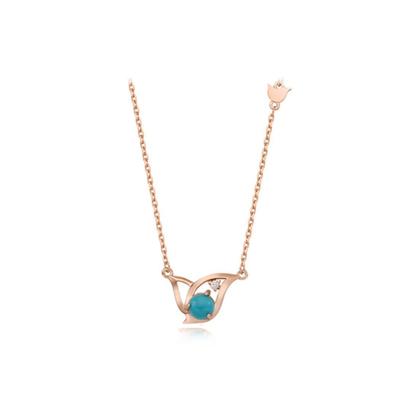 Tirr Lirr Muse Tulpe Türkis Silber Rosa Halskette TNSSVP13146S