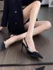 French Suede Rhinestone Edged Black Sexy Temperament Shallow Mouth Pointed High Heels Women's 2025 New Beautiful Sandals