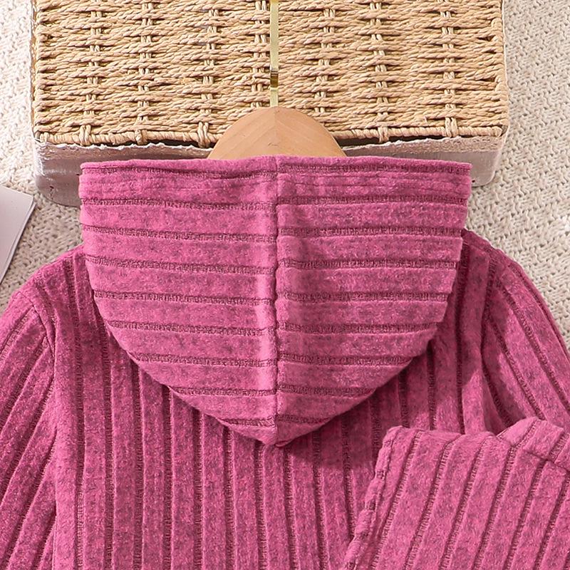 Rochie vestă hanorac tricotată cu nervuri pentru fete, toamna 2025