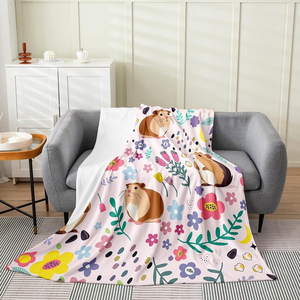 Erosebridal Floral Sloth Flannel Blanket for Kids Pink Cartoon Kawaii Sloth Throw Twin x Inch Fuzzy Garden Tulip Sofa Blanket