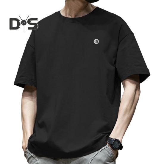 

Мужская футболка с круглым вырезом и коротким рукавом, свободная футболка, летняя дышащая повседневная футболка-пуловер, топы на каждый день M чёрный