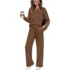 2025 Women's Set: Long Sleeve, Elastic Waist, Wide Leg Pants - Autumn/Winter Casual Wear