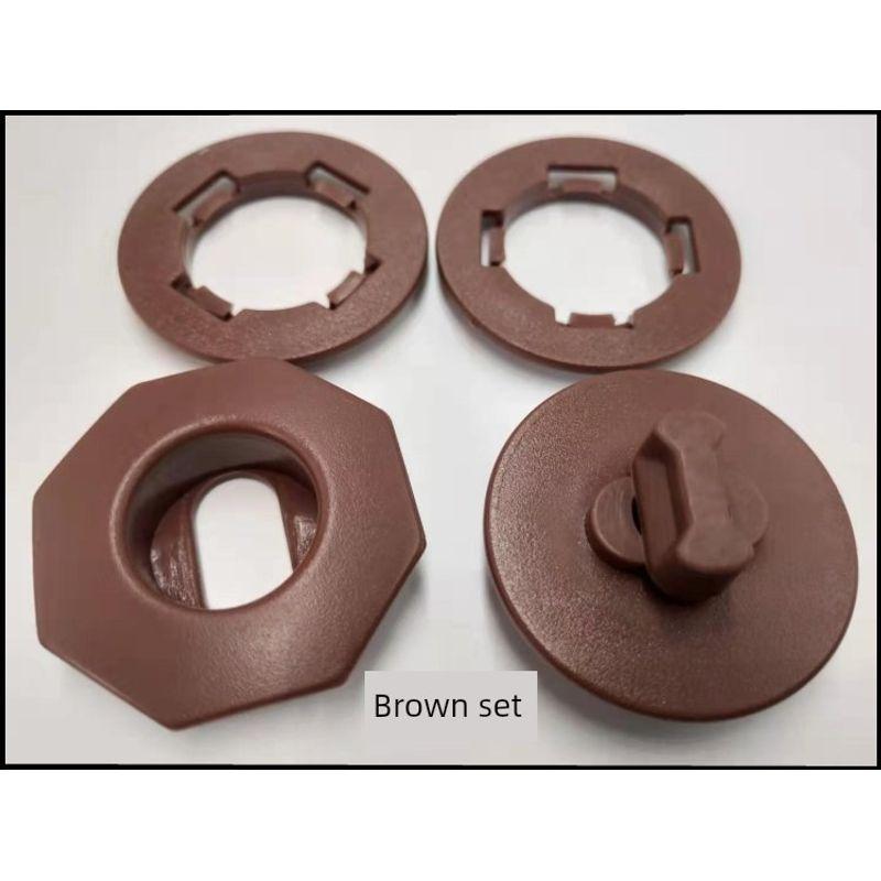 Car Floor Mat Anti-Slip Clips, Rotary Carpet Clips, Double-Layer Wire Loop Detachable Buttons, Car Floor Mat Fixing Clips Brown 4 Sets + Hole Punch