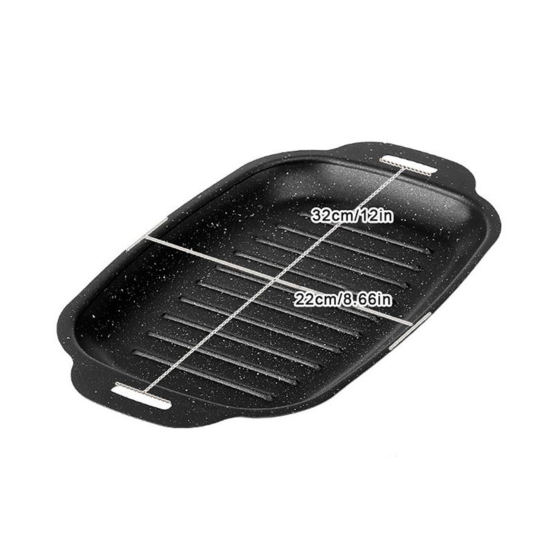 Griddle Pan Multi Functional Black Portable Frying Pan Rectangular Nonstick For Pancakes Kitchen Indoor Outdoor Home Meats