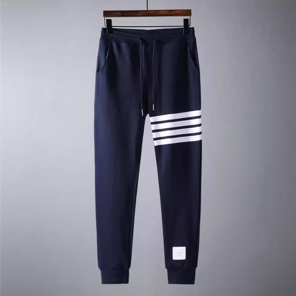 Trend Brand Four-Stripe Terry Cotton Sweatpants: European & American Casual Skinny Fit
