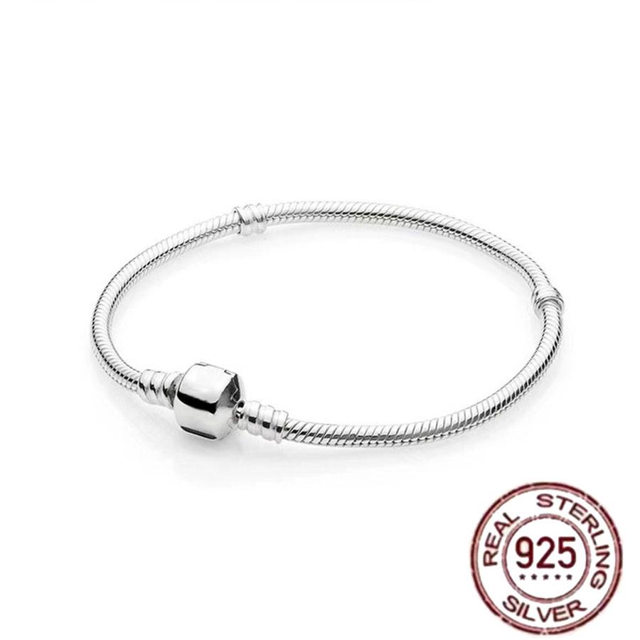 1/100 S925 Silver Heart Crown Snake Bone Bracelet Women Fashion Jewelry Original DIY Bracelet Gift for Her