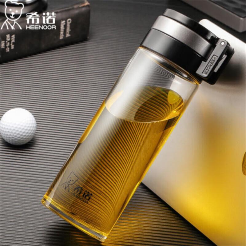 HEENOOR 695ml Portable Glass Water Bottle with Tea Infuser