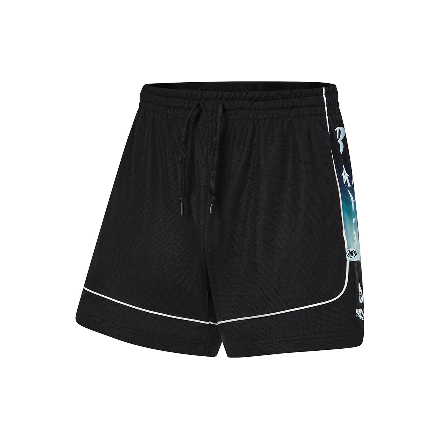Li Ning x MISTER CARTOON Badfive Баскетбольные шорты Мужские Черный Небесно-голубой AAPT611-1 S