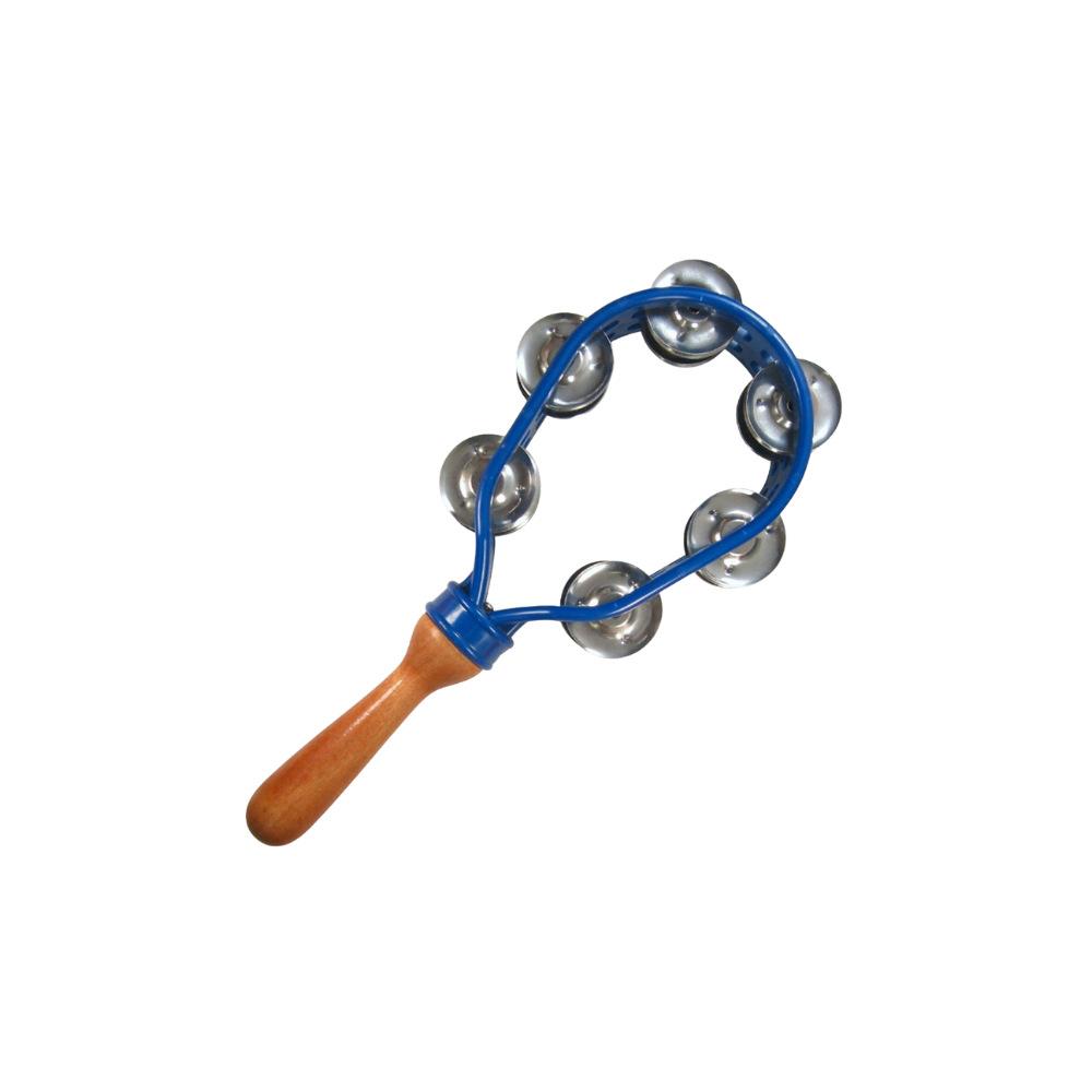 

Adult Hand Drum Double Row Metal Bell Music Instrument Percussion Conforms To Ergonomic Wooden Handle Grip Party Interesting синій